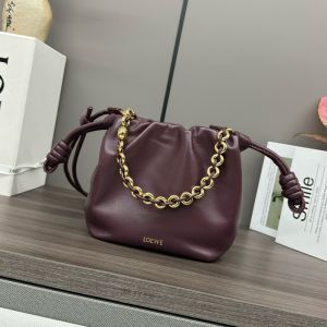 Loewe Mini Flamenco Purse In Mellow Calfskin Burgundy