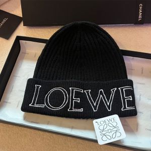 Loewe Embroidery Logo Knit Hat In Black