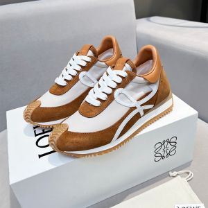 Loewe Flow Runner Sneakers Unisex Nylon And Suede In Brown/White