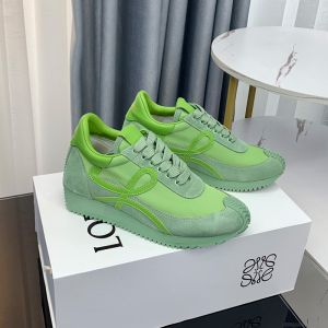 Loewe Flow Runner Sneakers Unisex Nylon And Suede In Light Green