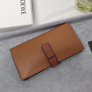 Loewe Large Vertical Bifold Wallet In Grained Calfskin Brown
