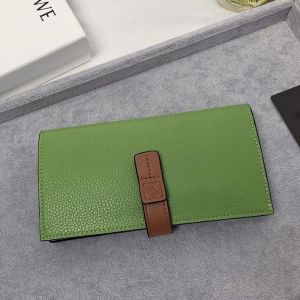 Loewe Large Vertical Bifold Wallet In Grained Calfskin Green