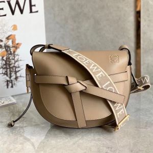 Loewe Mini Gate Dual Bag In Soft Calfskin and Jacquard Apricot