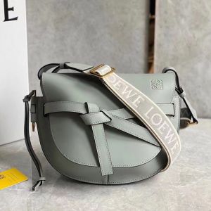 Loewe Small Gate Bag Soft Calfskin and Jacquard In Gray