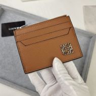 Loewe Anagram Square Zip Cardholder In Pebble Calfskin Brown