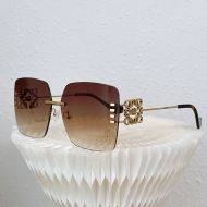 Loewe LW40050U Oversize Square Metal Sunglasses In Coffee