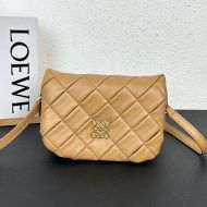 Loewe Mini Goya Puffer Bag In Pleated Calfskin Camel