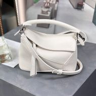 Loewe Mini Puzzle Edge Bag In Grained Calfskin White