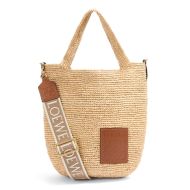 Loewe Mini Slit Bag In Raffia Beige