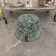 Loewe Reversible Anagram Bucket Hat Jacquard and Nylon In Green/White