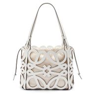 Loewe Small Anagram Tote In Cut-Out Calfskin White