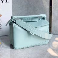 Loewe Small Puzzle Bag In Satin Calfskin Sky Blue