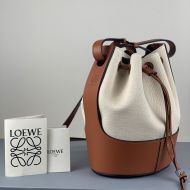 Loewe Medium Balloon Bag Canvas and Calfskin In Brown