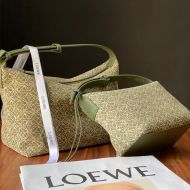 Loewe Cubi Bag In Anagram Jacquard and Calfskin Green