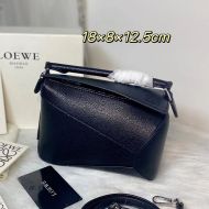 Loewe Mini Puzzle Bag In Grained Calfskin Black