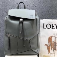 Loewe Puzzle Backpack Grained Calfskin In Gray