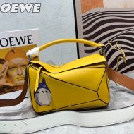 Loewe Puzzle Bag In Totoro Embossed Calfskin Yellow
