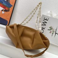 Loewe Small Paseo Chain Bag In Shiny Nappa Calfskin Brown