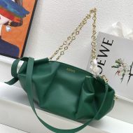 Loewe Small Paseo Chain Bag In Shiny Nappa Calfskin Green
