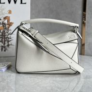 Loewe Small Puzzle Bag In Grained Calfskin White