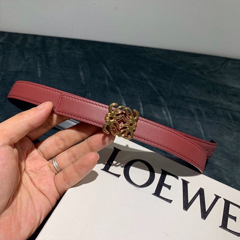 Loewe Reversible Anagram Buckle Belt Smooth Calfskin In Burgundy