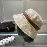 Loewe Anagram Bucket Hat Jacquard and Calfskin In Yellow/Brown