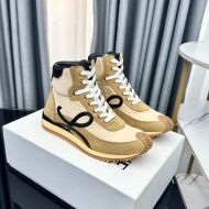 Loewe Flow Runner High Top Sneakers Unisex Nylon And Suede In Apricot/Camel