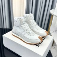 Loewe Flow Runner High Top Sneakers Unisex Nylon And Suede In White