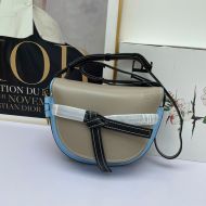 Loewe Small Gate Bag In Classic Calfskin Grey/Sky Blue