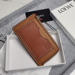 Loewe Coin Cardholder In Grained Calfskin Brown