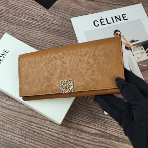 Loewe Large Anagram Continental Wallet In Pebble Calfskin Brown