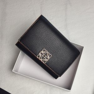 Loewe Small Anagram Trifold Wallet In Pebble Calfskin Black