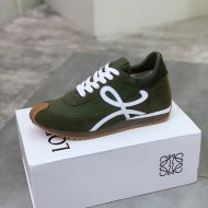 Loewe Flow Runner Sneakers Unisex Nylon And Suede In Green