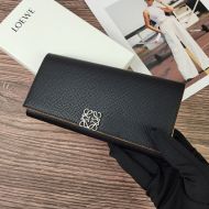 Loewe Large Anagram Continental Wallet In Pebble Calfskin Black