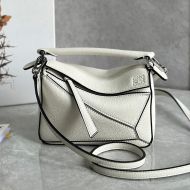 Loewe Mini Puzzle Bag In Grained Calfskin White