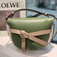 Loewe Small Gate Bag In Classic Calfskin Green/White