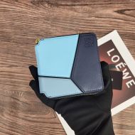 Loewe Small Puzzle Zip Around Wallet In Classic Calfskin Blue/Navy Blue