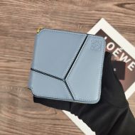 Loewe Small Puzzle Zip Around Wallet In Classic Calfskin Sky Blue