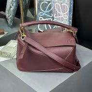 Loewe Small Puzzle Edge Bag In Grained Calfskin Burgundy