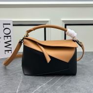 Loewe Small Puzzle Edge Bag In Patchwork Calfskin Black/Brown