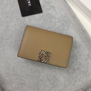 Loewe Anagram Business Cardholder In Pebble Calfskin Khaki