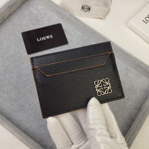 Loewe Anagram Plain Cardholder In Pebble Calfskin Black