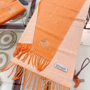 Loewe Bicolour Scarf Cashmere In Orange/White