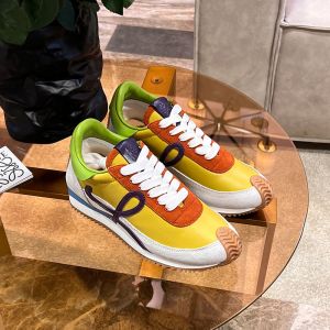 Loewe Flow Runner Sneakers Unisex Calfskin and Suede In Lemon/Grey