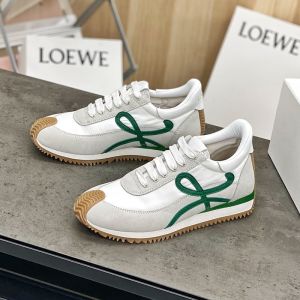 Loewe Flow Runner Sneakers Women Suede and Nylon In Grey/Green