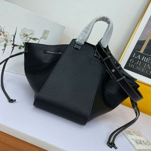 Loewe Small Hammock Drawstring Bag In Grained Calfskin Black