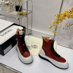 Loewe Lace-up Combat Boots Women Calfskin In Burgundy