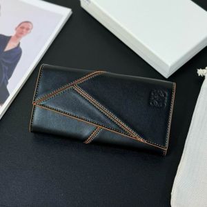 Loewe Large Puzzle Continental Wallet In Classic Calfskin Black