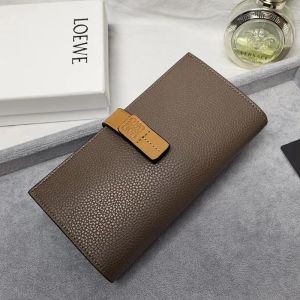 Loewe Large Vertical Bifold Wallet In Grained Calfskin Coffee