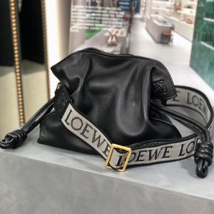 Loewe Mini Flamenco Clutch with Jacquard Strap In Nappa Calfskin Black